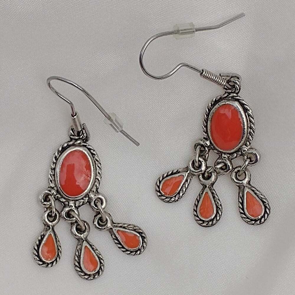 Kabyle Silver earrings, Carnelian, Dangling, Cornaline